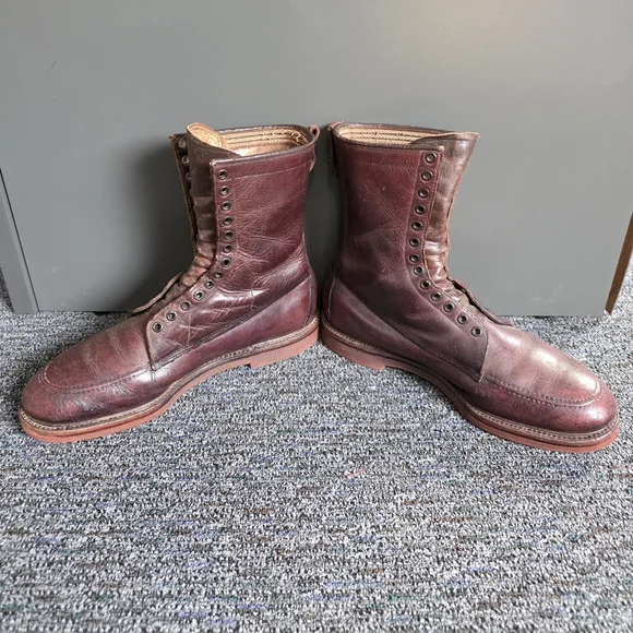 Men's Vintage Brown Leather Hunting Boots - Picture 2 of 6